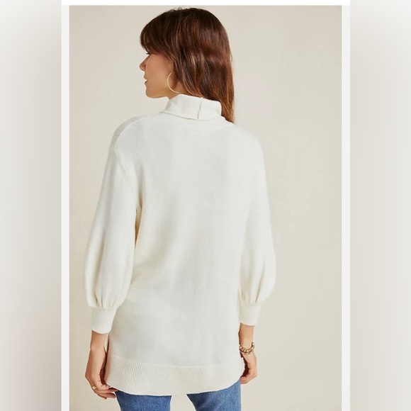 Anthropologie Vanna Mock Neck Tunic Sweater cut out Ivory size S - Picture 2 of 2
